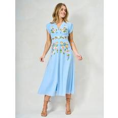 Hope & Ivy Embroidered Floral Dress Light Blue