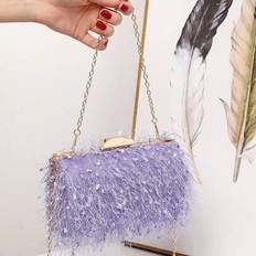 Purple Clutches Shein Elegant Metal Chain Evening Clutch