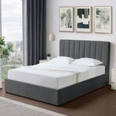 Evelynne Fabric 135cm Double Ottoman Bed Frame with Storage - Dark Grey