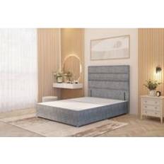 Adjustable Beds on sale Somnior Chambery Divan Frame with 54 Floor Standing Headboard Tweed Fabric - Grey - Small Single Adjustable Bed