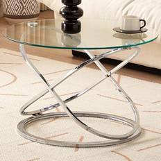 Glass Coffee Tables Kosy Koala Modern Round Center with Chrome Frame 45 x 68 x 68 cm Coffee Table