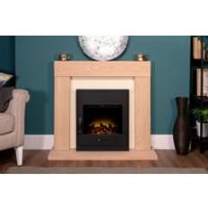 Black Ethanol Fireplaces Malmo Fireplace Oak and Cream with Oslo Inset Electric Stove 39 Inch