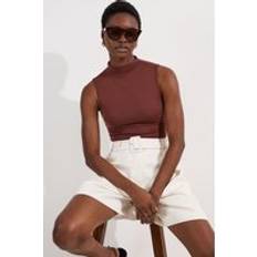 Karen Millen Underwear Karen Millen Contour Jersey Sleeveless High Neck Bodysuit - Chocolate