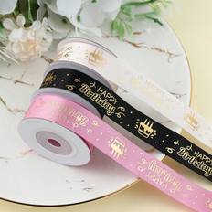 Text & Letters Gift Wrap Ribbons Shein 5yard Happy Birthday Ribbon 1roll