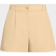 Nili Lotan Beatrice Pleated Linen Shorts - Khaki