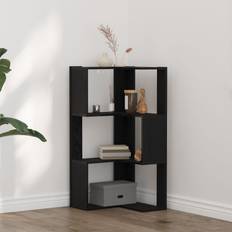 Spånplade Boghylder vidaXL Hjørnebibliotek 3-etages Sort Eg 50 x 50 x 102 cm Bogreol