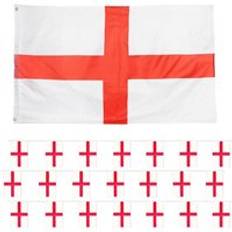 Flags I Love Fancy Dress Large 5ft x 3ft England Flag & Bunting 12 Pack