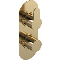 Valves Nuie Windon Brushed Brass Twin Thermostatic Valve 215 x 80 x 136 mm