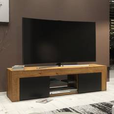 Creative Furniture Loom Unit 130 cm Oak with Black Matt Doors TV Bench