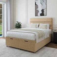 Bedmaster Linen Ottoman Divan Base And Lined Headboard Super King Continental Bed