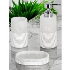 Bianco Frost Onyx White Striped 3 Piece Bathroom Accessory Set