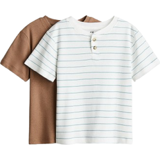 H&M Henley T-shirts 2-pack - Matte Green/Turquoise (1284096003)