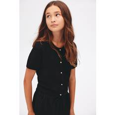 Children's Clothing H&M Girls Black Short-Sleeved Fine-Knit Cardigan - Black