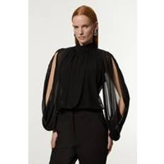 Karen Millen Women Underwear Karen Millen Georgette Cady Lace Insert Bodysuit - Black
