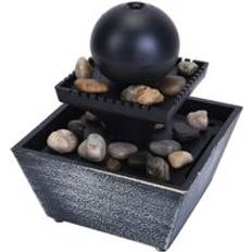 Black Fountains Gr8 Home Desktop Water Feature Indoor Fountain 4 LED Round Ball - Black One Size