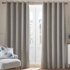 Laura Ashley Barley Embossed Eyelet Curtains Steel Grey 182.9x223.5cm