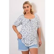 Blue Blouses Yours Floral Print Tie Front Top - White