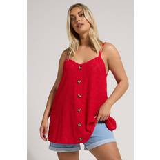 Red vest top Yours Broderie Anglaise Button Vest Top - Red