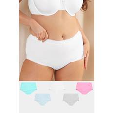 Women Knickers Yours 5 Pack Curve Blue Pastel Cotton High Waisted Full Briefs - 38-40
