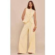 PrettyLittleThing Wide Leg Pleated Trousers - Yellow