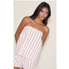PrettyLittleThing Elasticated Bandeau Top - Red Pinstripe