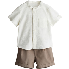 H&M 2-delt Sæt Med Skjorte Og Shorts - Hvid