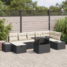 vidaXL 8 Piece Garden Sofa Black Poly Rattan Outdoor Lounge Set