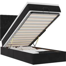 vidaXL Otomana Colchones Terciopelo Negro 90x200 cm Cama con Estructura