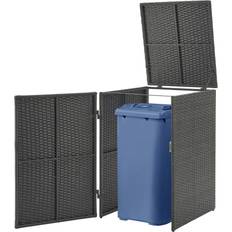 Skjul för sopkärl [en.casa] Soptunna Våtölj Widnau 240 L Soptunnlåda Polyrattan Stålram 109 x 70 x 78 cm Mörkgrå (Byggnadsarea )