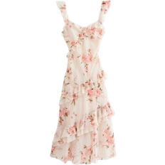 New Look Vintage Floral Print Chiffon Maxi Dress - Cream