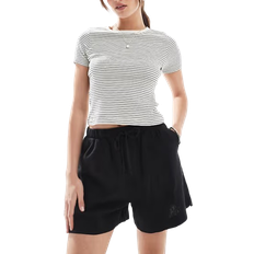 New Look Linen Blend Drawstring Waist Shorts - Black