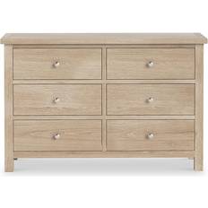 Roseland Furniture Farrow Oak Large 6 Chest of Drawer 120x78cm