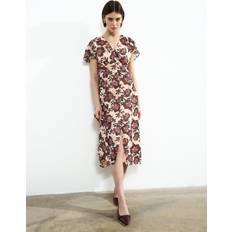 French Connection Elyse Flutter Sleeve Tea Dress Cream - Pink