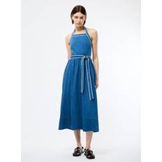 French Connection Cotton Dresses French Connection Zaves Chambray Halterneck Midi Dress - Blue