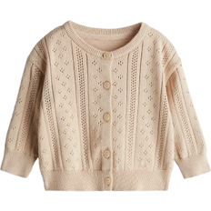 H&M Mönsterstickad Kofta I Bomull - Beige