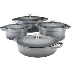 Procook 4 Piece Graduated Grey Cast Iron Casserole Dish Set Cookware Set with lid 4 Parts
