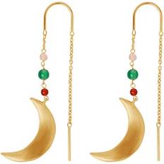 Jade Örhängen ByBiehl Summer Moon Øreringe Forgyldt Med Rød Og Grøn Agat Samt Pink Jade
