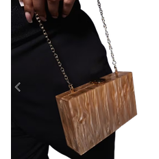 True Decadence Marble Hard Rectangle Clutch Bag - Bronze