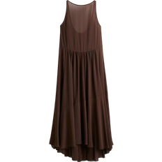 H&M Long Chiffon Dress - Dark Brown
