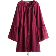 H&M Trumpet-Sleeved Tunic Dress - Burgundy