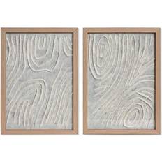 Krystal Billeder Home ESPRIT White Natural Scandinavian Piece 25 x 2 x 35 cm Framed Art