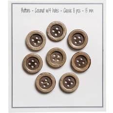 Go Handmade Coconut Buttons Classic 8pcs 15mm