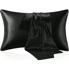 Shein 1pc Satin Pillowcase For Hair And Skin Hovedpudebetræk Sort (74x48cm)