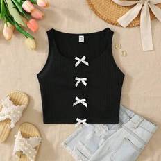 Shein Tween Girls Casual Bow Decor Tank Top - Summer