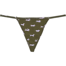 PINK Cotton V String Panty - Casual New Olive Dog Print