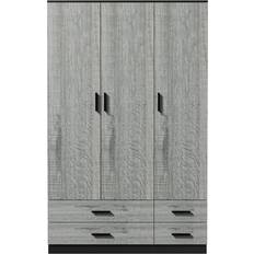 URBN Living Modern 3 Door 4 Storage Black/Ash Grey Wardrobe 108x180cm