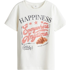 H&M Pojke T-shirt Med Tryck - Vit/Happiness