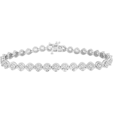 Macy's Round Link Bracelet - Silver/Diamonds