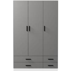 URBN Living White & Grey 3 Door 4 Drawer Storage Shelf Wardrobe 108x180cm