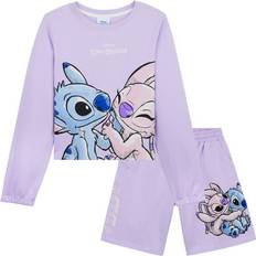 Purple Tracksuits Children's Clothing Disney Girls Stitch Summer Tracksuit Set - Purple